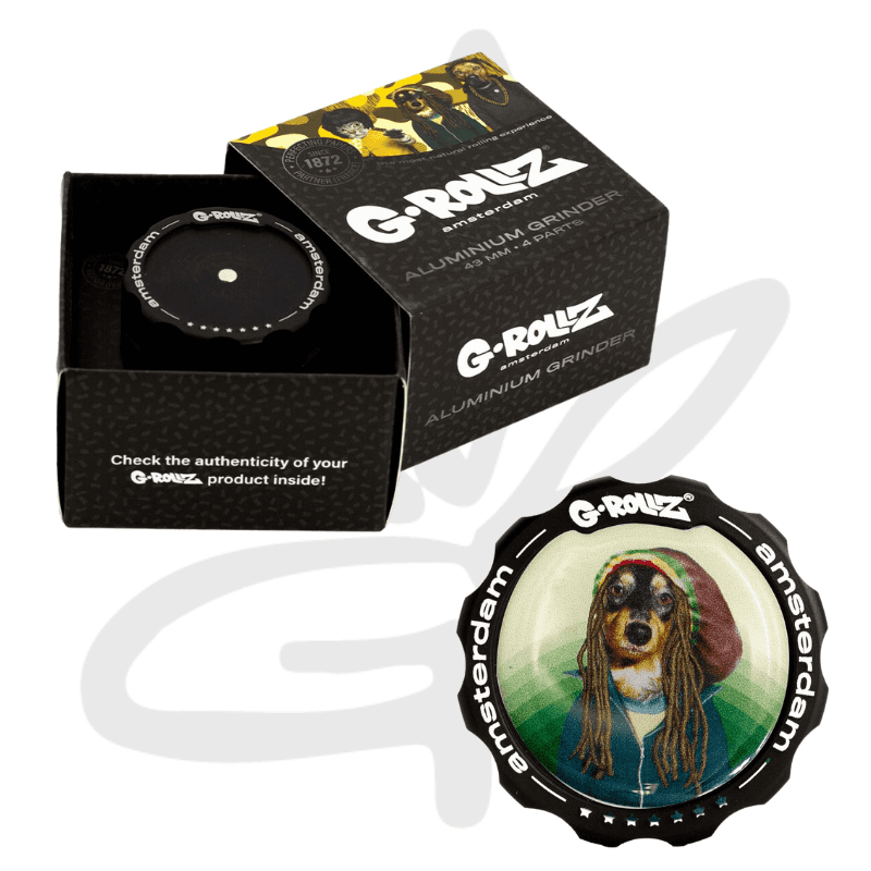 Accessoires Grinder Pets Rock "Reggae" 4 parties 43mm - G-Rollz - Grinder Weed : infos et caractéristiques